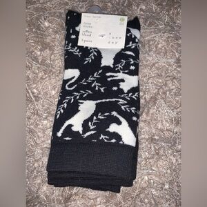 A New Day Black and White Cat Crew Socks 3 pack NWT